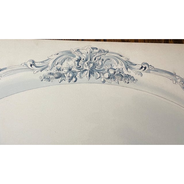 Antique 1800's Reed & Barton Original Silver Serving Tray Blueprint Sketch Wash For Sale - Image 9 of 14
