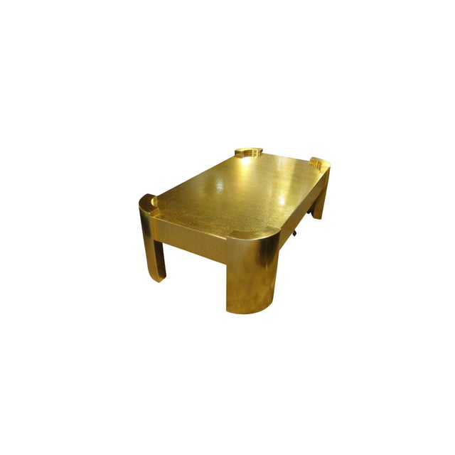 Art Deco 1980s Phyllis Morris 22 Ct Gold Leaf Cocktail Table For Sale - Image 3 of 3