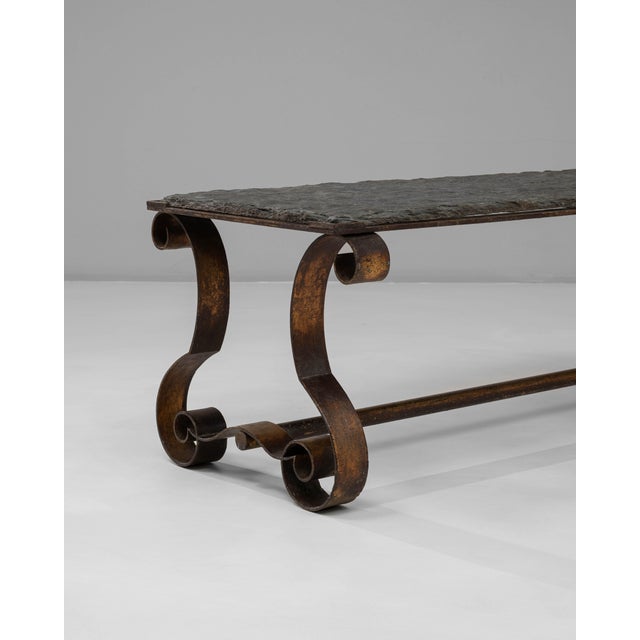 1940s French Metal Coffee Table With Stone Top For Sale - Image 16 of 18