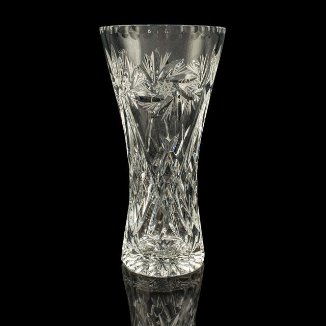 1940s Vintage Crystal Flower Vase, English, Cut Glass, Bouquet, Sleeve, Circa 1940 For Sale - Image 5 of 12