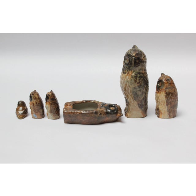 Collection of Six Mid-Century Japanese Modern Ceramic Owl Figurines For Sale - Image 4 of 12