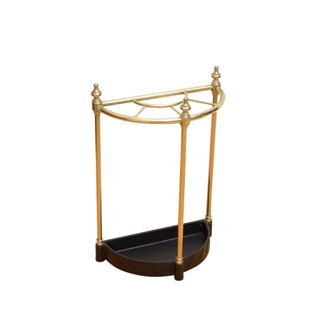 Edwardian Brass Umbrella Stand, Dog Tooth Tray, English, 1900 For Sale - Image 4 of 11