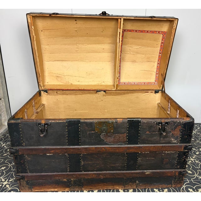 Brown Antique Victorian Barrel Dome Trunk, 19th Century For Sale - Image 8 of 15