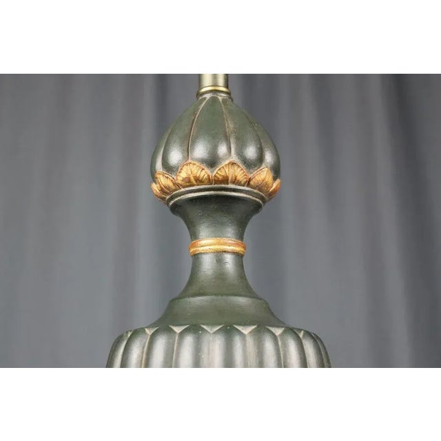 1960's Italian Gesso Painted Ribbed Urn Table Lamp For Sale - Image 6 of 13