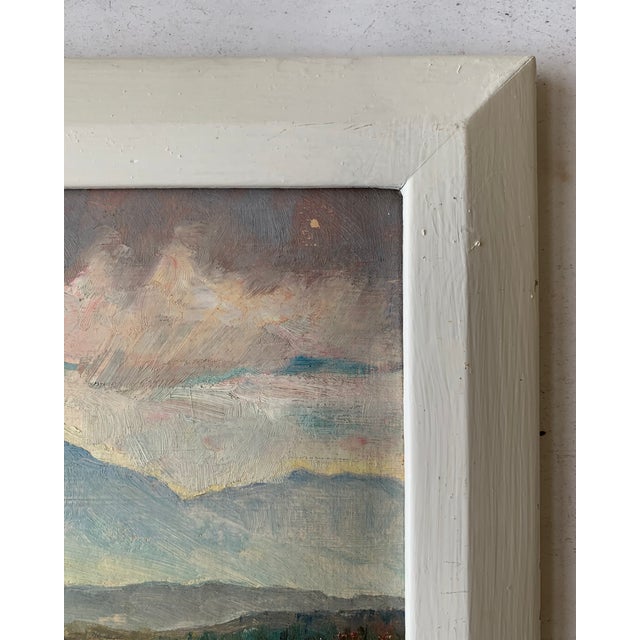 Paper 1948 Framed Oil on Cardboard German Landscape Scene For Sale - Image 7 of 11