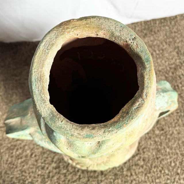 Vintage Sculpted Female Form Ceramic Vase With Sunflower and Leaf Motif For Sale - Image 9 of 9