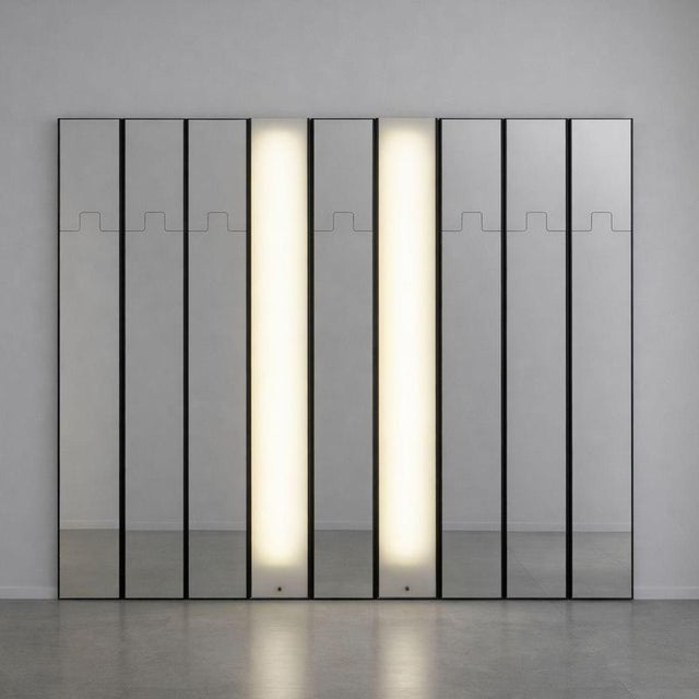 Iconic modular wall system, “Gronda” model, designed by Luciano Bertoncini and produced by Elco in Italy around the 1970s....