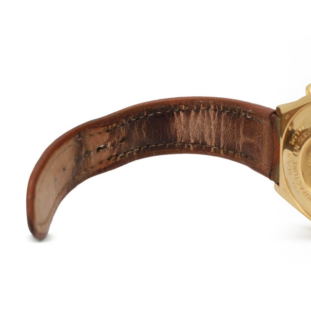 Breitling Chronomat 40mm K13048 18k Yellow Gold Brown White Chronograph Watch For Sale - Image 9 of 11