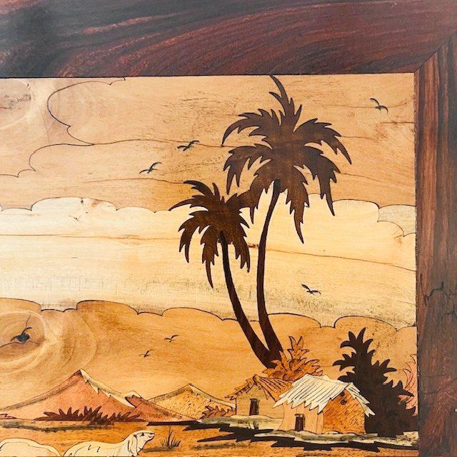Vintage Native American Wood Inlay Landscape, 1940s For Sale - Image 6 of 7