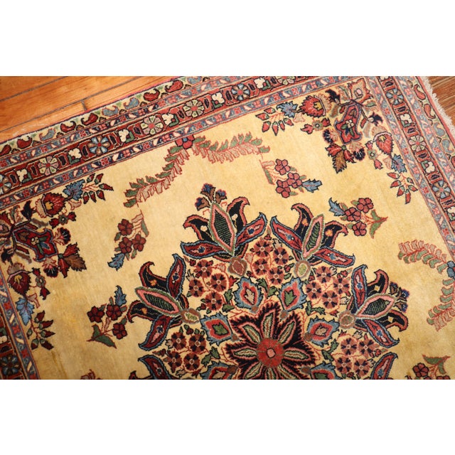 Zabihi Collection Ornate Square Yellow Ground Sarouk Rug For Sale In New York - Image 6 of 8