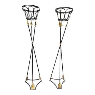 Pair of Empire Metal and Gilt 'Bow & Arrow' Plant Stands For Sale