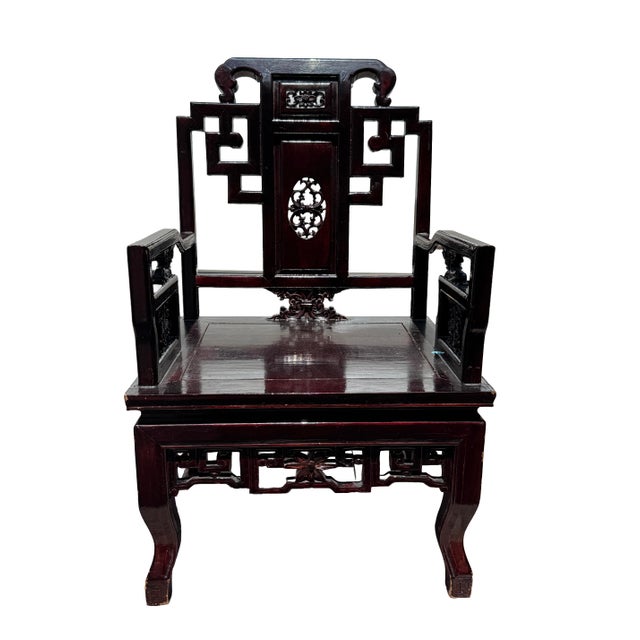 Add a dramatic touch of timeless Asian elegance to your interior with this striking pair of vintage Chinese scholar...