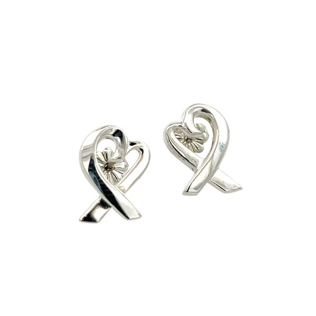 Late 20th Century Late 20th Century Tiffany & Co Estate Heart Pierced Earrings by Paloma Picasso Sterling Silver, A Pair For Sale - Image 5 of 12