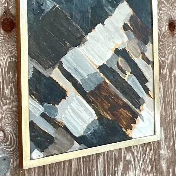 Vintage Signed Abstract Expressionist Original Oil Painting on Canvas For Sale - Image 12 of 13