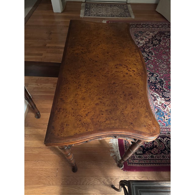 Brown Foldable Theodore Alexander Leather Top Game Table For Sale - Image 8 of 12