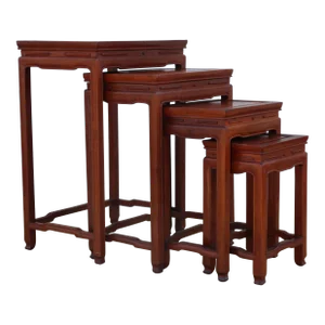 Mid 20th Century Set of Four Chinese Hong-Mu Nest of Tables for George Zee and Co.