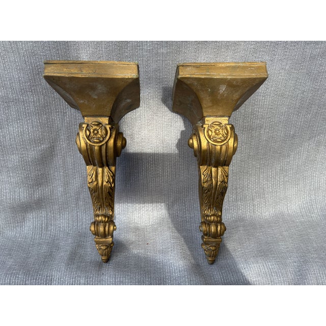 Vintage Gold Resin Candleholder Sconces a Pair For Sale - Image 16 of 17