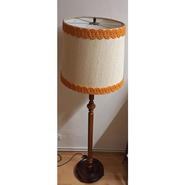Vintage Floor Lamp with Stained Birch Base, 1970s For Sale - Image 4 of 9