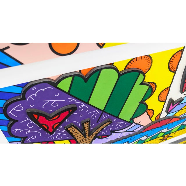 2010s Romero Britto, New Horizon, Signed 3d Constructed Serigraph, 28 X 34 In. Framed, Pop Art, 2014 For Sale - Image 5 of 6
