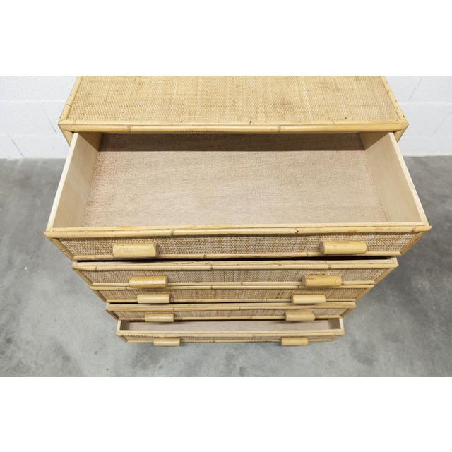 Wood Rattan Chest of 5 Drawers, 1970 For Sale - Image 7 of 16