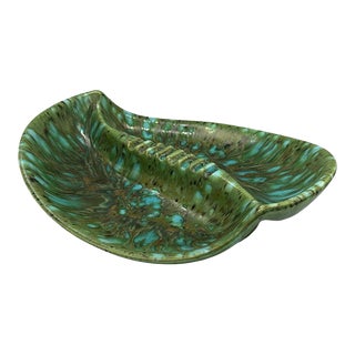 1960s Turquoise Organic Leaf Mid Century Ashtray For Sale