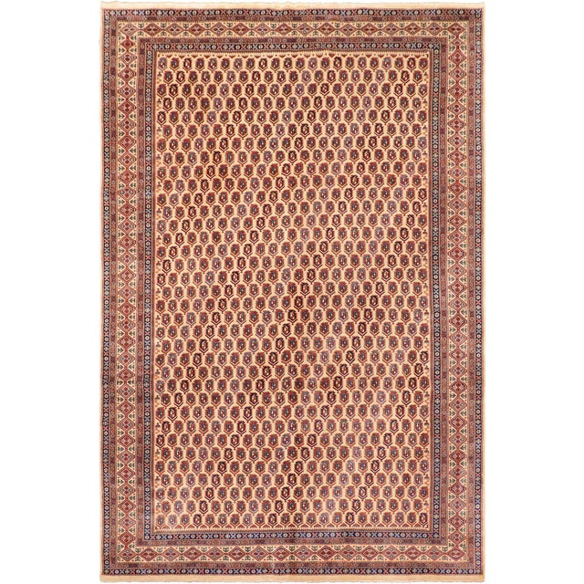 Boho Chic Vintage Shirwan Beige/Blue Wool Rug - 7'3''x10'2'' For Sale - Image 10 of 10