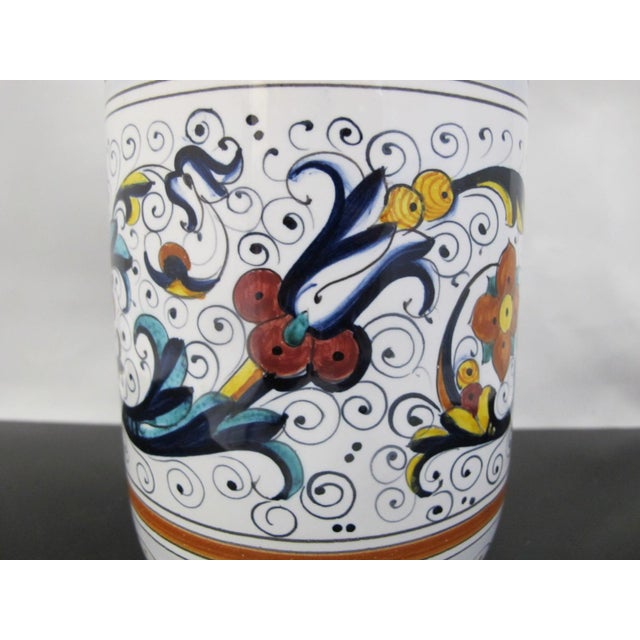Mid 20th Century Deruta Italian Majolica Pottery Utensil Holder Canister or Wine Cooler For Sale - Image 5 of 9