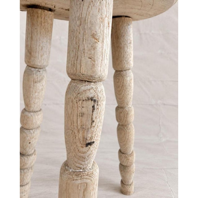 Rustic Rustic Bleached Wood Tripod Stool with Turned Legs For Sale - Image 3 of 7