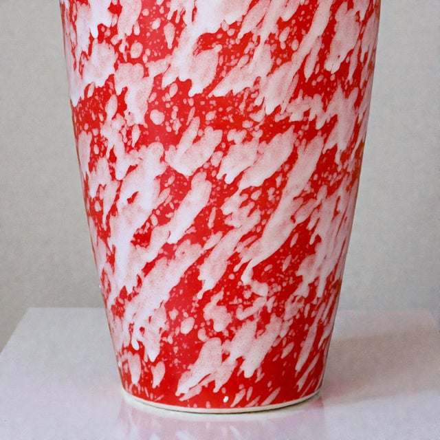 1960s Large French Handcrafted Vase with Speckled Red Enamel, 1960 For Sale - Image 5 of 8