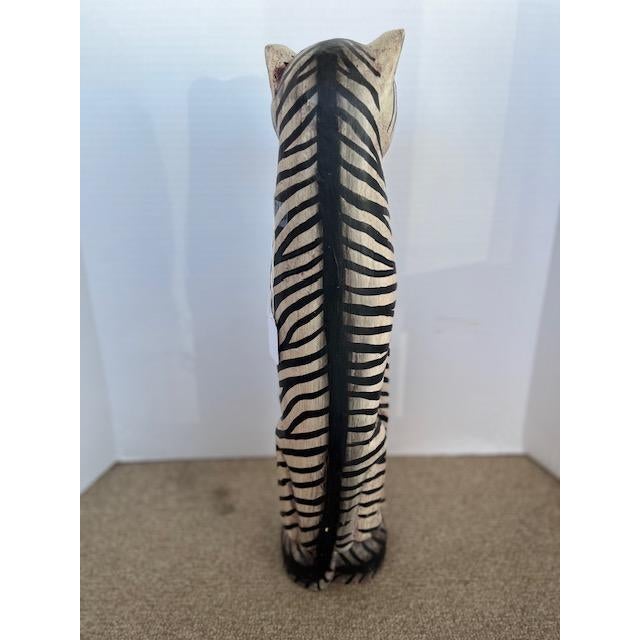 Abstract Painted Wooden Cat For Sale - Image 3 of 7