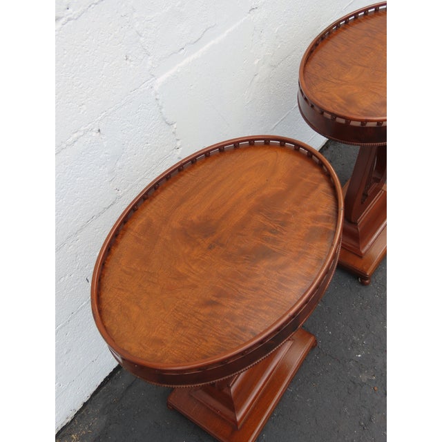 Brown Mahogany Harp Side End Tables a Pair 6665 For Sale - Image 8 of 16