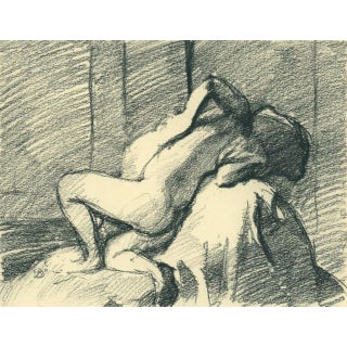 “After the Bath, After Degas” Contemporary Original Charcoal Figure Drawing by David Orrin Smith For Sale