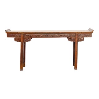 Antique Oriental 78" Long Altar Console Table For Sale