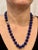 Gemstone Vintage Lapis Lazuli Single Strand Necklace with Diamond Clasp 14 Kt White Gold For Sale - Image 7 of 18