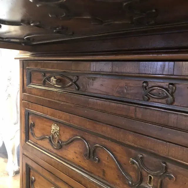 1990s Italian Walnut Secretary Desk For Sale - Image 10 of 13