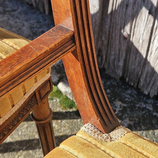 Antique :ate 19th Century Louis XVI Hand-Carved Walnut Side Chairs in the style of Claude Sené For Sale - Image 17 of 18