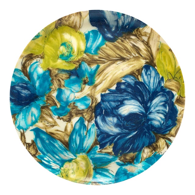 Midcentury 1970s Bold Floral Acrylic Serving and Decor Tray For Sale