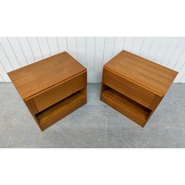 1980s Vintage Danish Modern Teak Nightstands - Set of 2 For Sale - Image 5 of 9