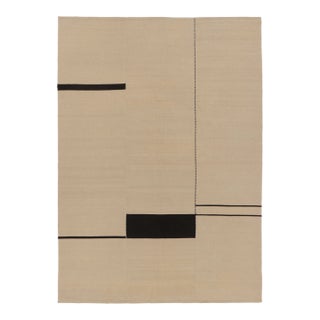 Rug & Kilim’s Contemporary Kilim With Geometric Design in Beige & Black For Sale
