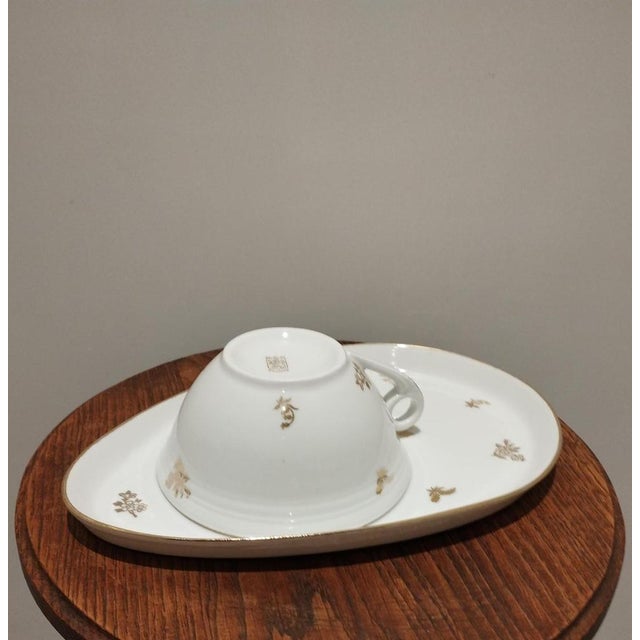 Porcelain Un Ègoïste Cup and Tray from Limoges, 1940s, Set of 2 For Sale - Image 4 of 12