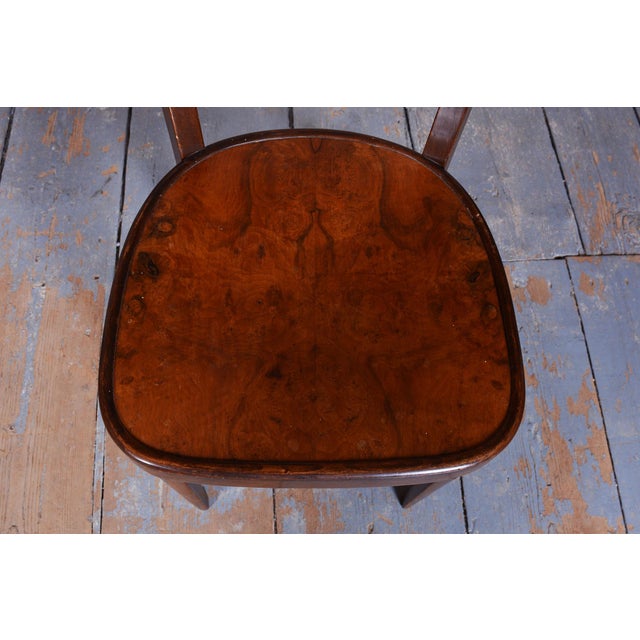 Wood Art Deco Chairs in Beech and Walnut attributed to Thonet, Czech, 1940s, Set of 4 For Sale - Image 7 of 14