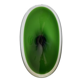 Early 1950s Oval Green Glass Sommerso Console Bowl Attributed to Erickson Glass For Sale