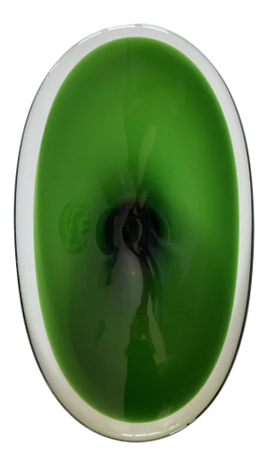 Early 1950s Oval Green Glass Sommerso Console Bowl Attributed to Erickson Glass
