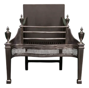 Antique Polished Steel Fire Grate, 1890s