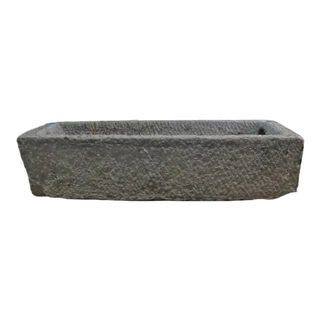 59" Inch Long Hand Chiseled Stone Trough 13 For Sale