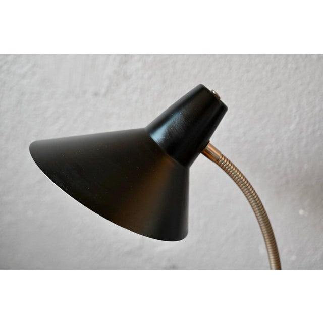 Vintage Black Lacquered Metal Gooseneck Desk Lamp, Germany, 1960s For Sale - Image 4 of 10