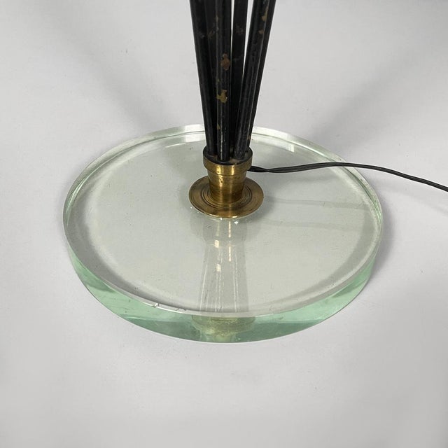 Mid-Century Modern Italian Brass and Glass and Black Metal Table Lamp by Max Ingrand for Fontana Arte, 1950s For Sale - Image 17 of 18