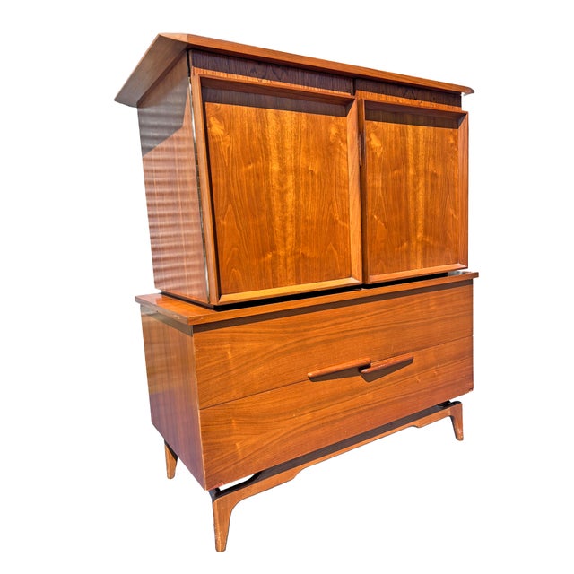 Mid Century Modern Vintage Tall Dresser High Boy Floating Design Parvin Style For Sale - Image 10 of 12