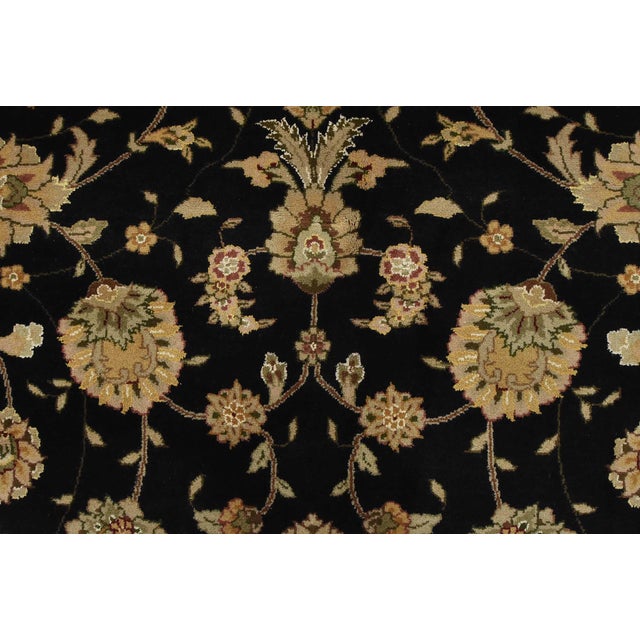 Tabriz Rug 7’9” X 9’10” Black Wool/Silk Traditional Hand-Knotted Oriental Carpet For Sale - Image 11 of 15