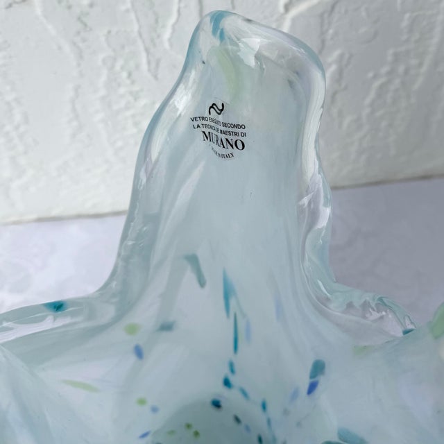 Murano Italian Hand-Blown Art Glass Vase Made in the Murano Tradition For Sale - Image 4 of 6